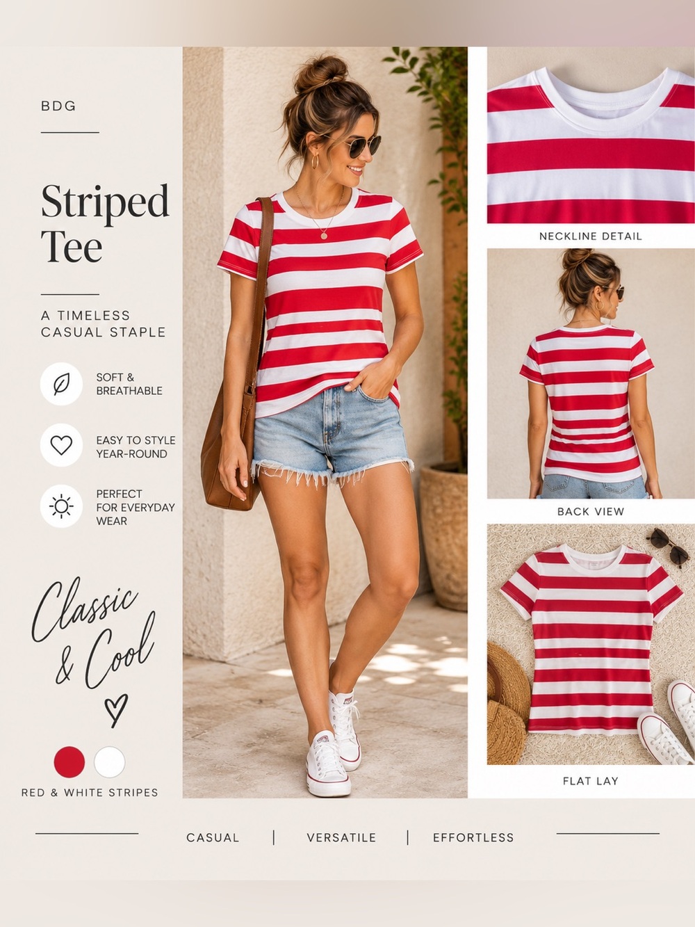 BDG Striped Shirt Red‎ White